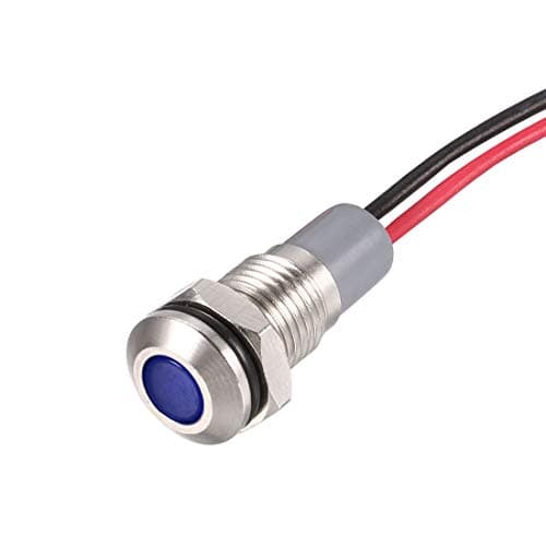 Image of sourcing map Signal Indicator Light AC/DC 12V-24V 8mm Blue LED Metal Shell