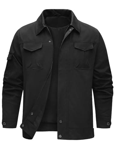 Image of TOMEEK Men's Jackets Summer Jackets for Men Bomber Jacket Water Repellent Casual Military Cargo Jacket with Multi Pockets Spring Fall Outwear(Black,XXL)
