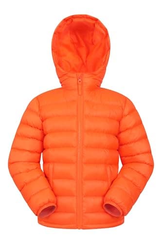 Image of Mountain Warehouse Seasons Padded Kids Puffer Jacket - Water Resistant, Lightweight & Insulated Coat, Boys & Girls - Spring Summer, School, Travel Neon Orange Kids Size 7-8 Years