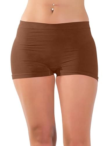 Image of Love My Fashions ® Women's Boyshort Microfibre High Waist Boxers Seamless Stretchy Full Coverage Underwear for Ladies Brown