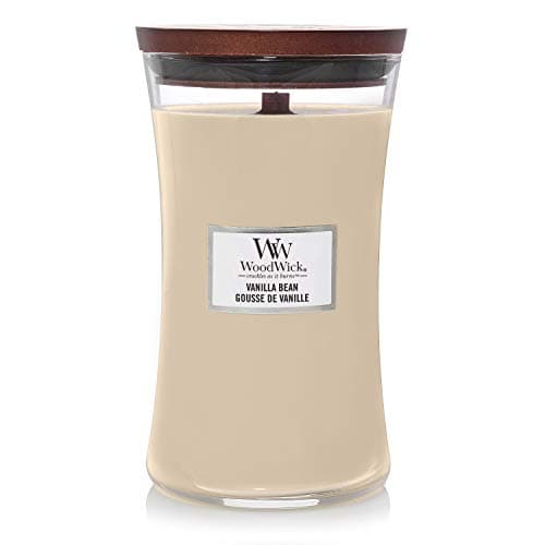 Image of WoodWick Large Hourglass Scented Candle | Vanilla Bean | with Crackling Wick | Long Burning Candles: up to 130 Hours | Gifts for Women