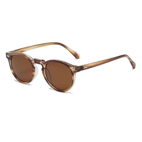 Image of LJCZKA Retro Round Polarized Sunglasses Mens Womens, Vintage Polarised Sunglasses Classic Trendy Shades Unisex UV400 Protection