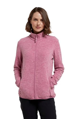 Image of Mountain Warehouse Snowdon Womens Full Zip Fleece - Lightweight Ladies Sweater Top, Breathable Baselayer, Antipill - Best for Spring Summer, Camping & Hiking Pale Pink Women's Size 18