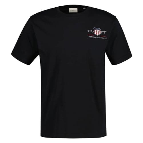 Image of GANT Men's Reg Archive Shield Emb Ss T-shirt T-Shirt , Black,S