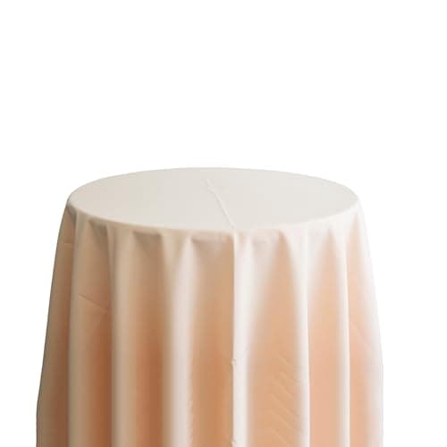 Image of Decor Essentials Polyester Tablecloths, 170gsm, Stain-Resistant, Wrinkle-Resistant, 132cm Round, 120cm Round, 90x90cm (Peach 120" Round)