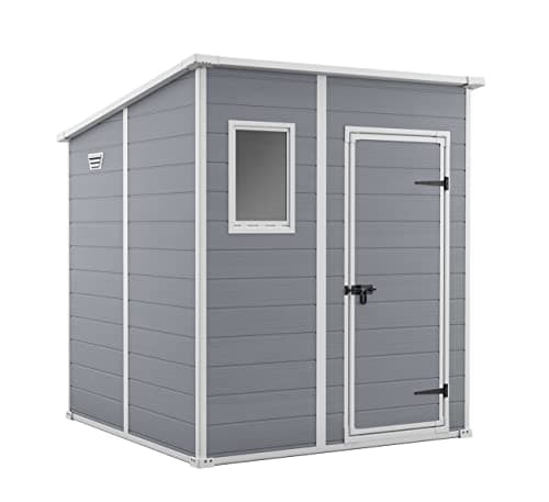 Image of Keter Manor Pent Garden Storage Shed 6 x 6 feet - Grey, 200.6 cm*183.5 cm*183.0 cm