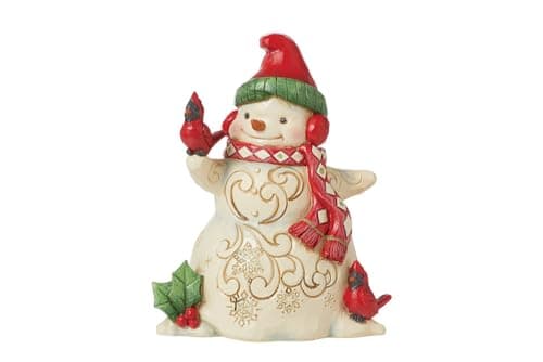 Image of Enesco Heartwood Creek by Jim Shore Snowman With Earmuffs And Cardinal Figurine