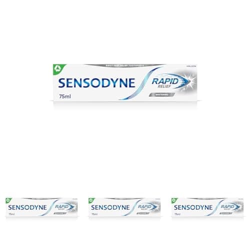 Image of Sensodyne Sensitive Toothpaste Rapid Relief Whitening Helps Relieve Sensitive Teeth 75ml (Pack of 4)