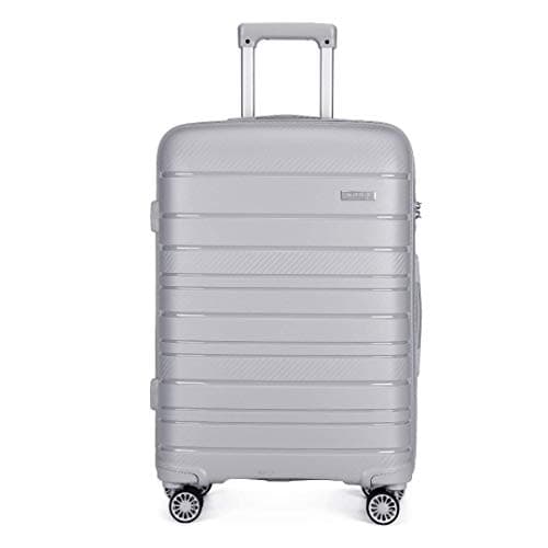 Image of Kono Lightweight Polypropylene Medium Check in Luggage with 4 Spinner Wheels TSA Number Lock YKK Zipper Hard Shell Travel Trolley Suitcase (Grey, 65cm 66L)