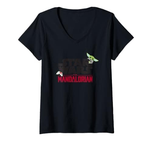 Image of Womens Christmas Star Wars Yoda Family V-Neck T-Shirt