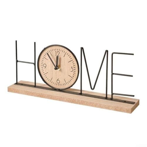 Image of Retro Wooden Desk Clock with Love Heart and Alphabet Letter Accents for Desk Tabletop or Shelf Decor in Home or Professional Space (2#)