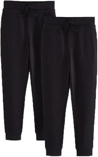 Image of VL 2-Pack Boys Jogers Trouser – School PE Sports Trackwear – Activewear Jog Pants for Games & Everyday Outfits Fitted for 3-16 Years (Black, 15-16 Years)