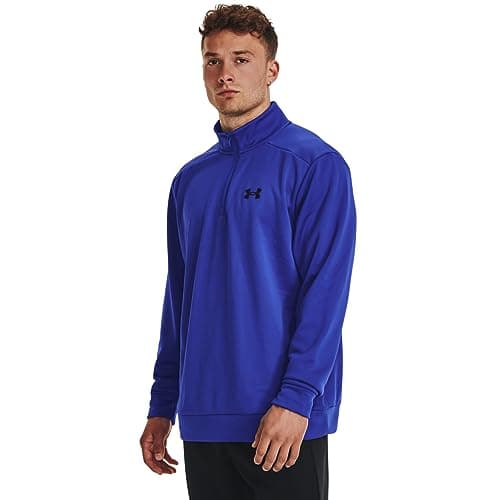 Image of Under Armour Mens Half Zip Fleece Top Sports Training Top Team Royal M