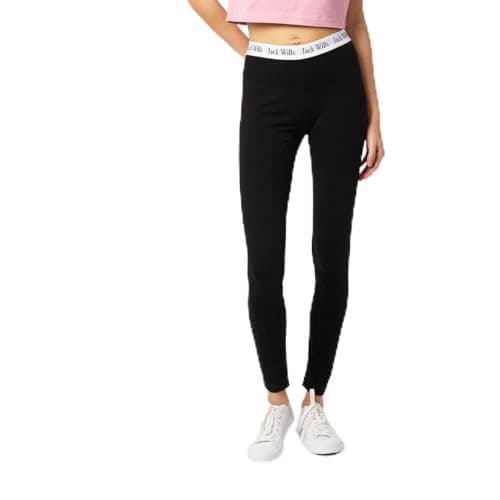 Image of Jack Wills Womens Logo Waistband Leggings Black/White M