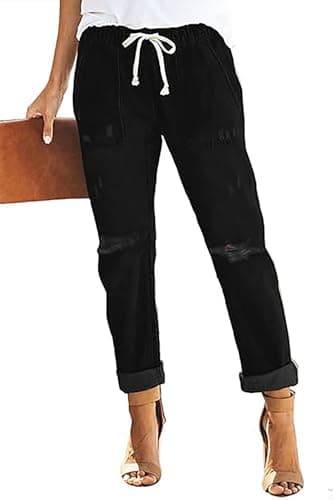 Image of Alaster Queen Jeans for Women High Waist Baggy Casual Jeans Women Boyfriend Jean Mom Denim Black XL