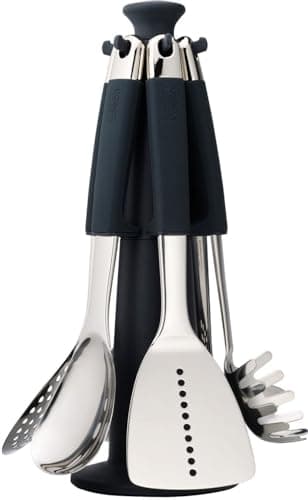 Image of Joseph Joseph Elevate - Kitchen Tools & Gadgets Carousel 6-Piece Utensil Set with Rotating Stand, Ergonomic Silicone Handles, Stainless Steel