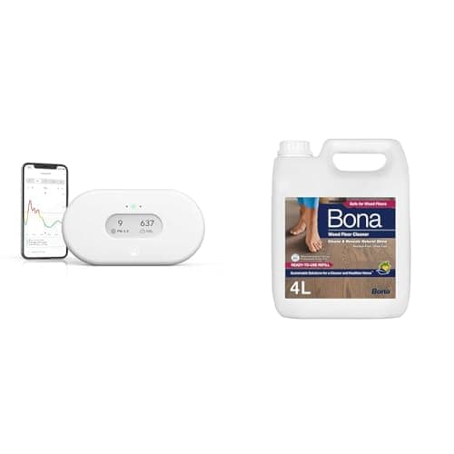 Image of Airthings 2960 View Plus - Radon and Air Quality Monitor with PM 2.5, CO2, VOC & Bona Wood Floor Cleaner Liquid | Wooden Floor Cleaner | Robot Liquid