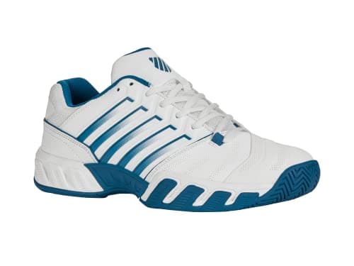 Image of K-Swiss Men's Bigshot Light 4 Tennis Shoe, Brilliant White/Celestial/Scuba Blue, 8 UK