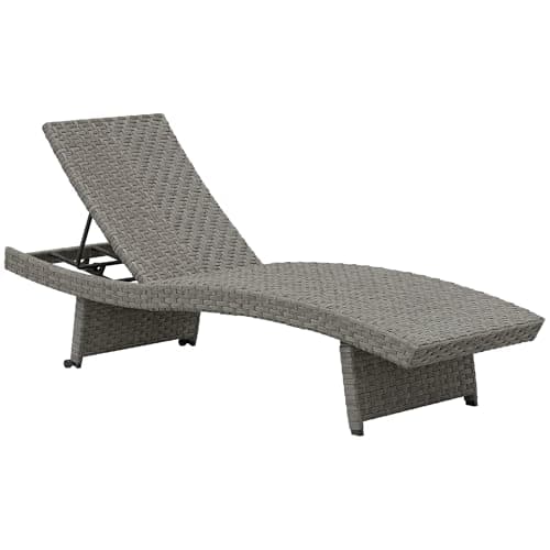 Image of Outsunny Outdoor PE Rattan Sun Lounger, Folding Wicker Garden Lounger Recliner with 4-Level Adjustable Backrest, Rolling Sunbed Lounge Chair with Wheels, Non-Slip Legs for Balcony, Beach, Mixed-grey