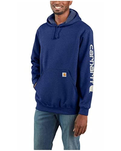 Image of Carhartt Herren Hoodie Midweight Sleeve Logo Hooded, Scout - Dunkelblau Meliert, XS, K288