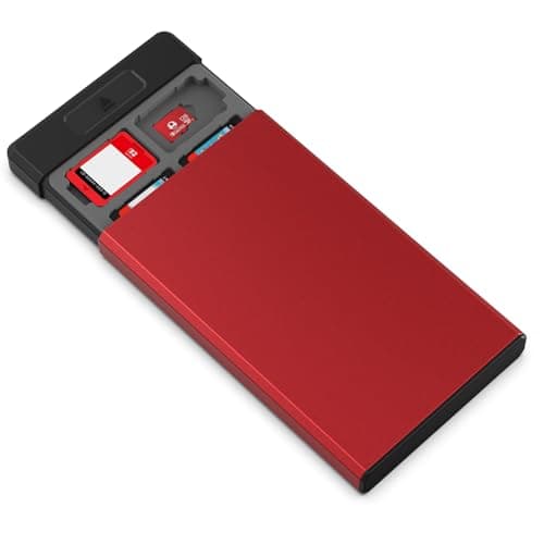 Image of HEIYING Switch Game Card Case for Nintendo Switch 2/ OLED / Lite Games Cards, Metal Game Storage Holder with 20 Games Card Slots and 20 Micro SD Cards Slots