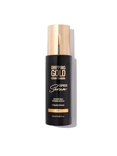 Image of Dripping Gold Express Tanning Serum Dark – Fast-Acting Self Tanner for a Golden Glow – Hydrating & Streak-Free – Vegan & Skin-Friendly – Develops in 1 Hour – Long-Lasting & Buildable Tan