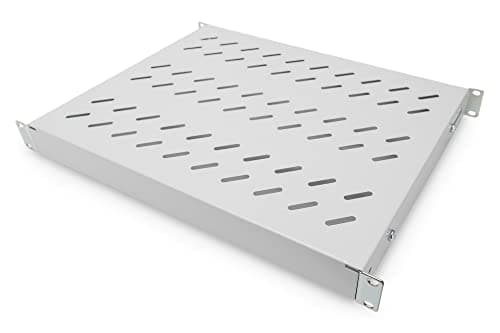 Image of DIGITUS Shelf - Variable depth - For fixed installation - 19-inch - 1U - Load capacity 50 kg - For network and server cabinets - From 600 mm cabinet depth - Grey