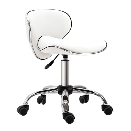 Image of HOMCOM Adjustable Rolling Swivel Beauty Salon Chair, Stool for Spa, Technician - White