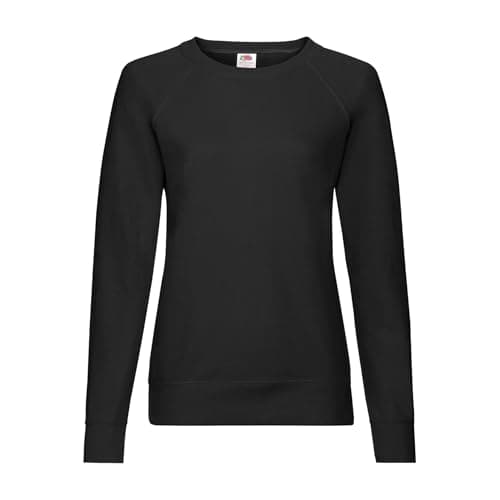 Image of Fruit of the Loom Ladies Fitted Lightweight Raglan Sweatshirt (240 GSM) (S) (Black)