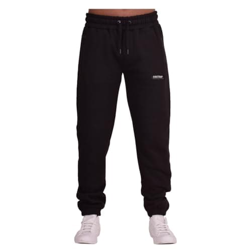 Image of Firetrap Mens Fleece Cotton Jogging Bottoms with Zip Pockets Designer Black Joggers Trousers Black XXL