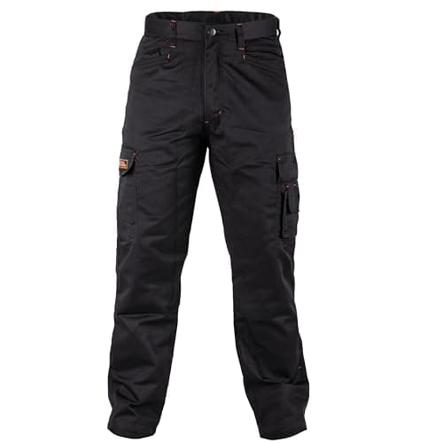 Image of Black Hammer Combat Work Trousers for Men Cargo Workwear Pants with Reinforced Seams Survival Black (32W / 29 Short)