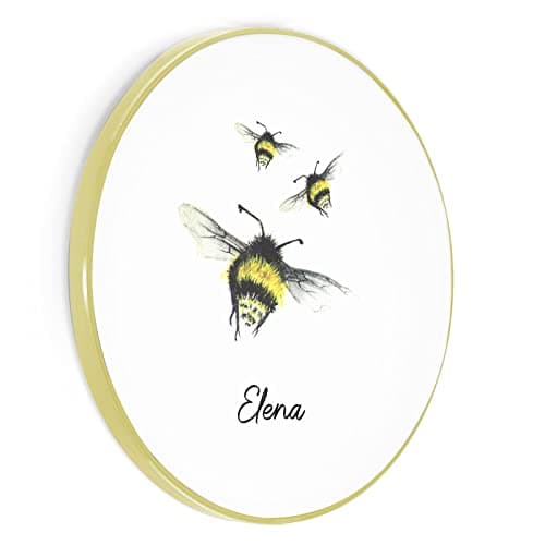 Image of Personalised Wireless Charger For Qi Enabled Phones, Three Bee with Gold Edge with Name