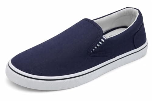 Image of GladRags Mens Slip on Canvas Summer Shoes, Pumps, Trainers, Navy Blue, Size 7
