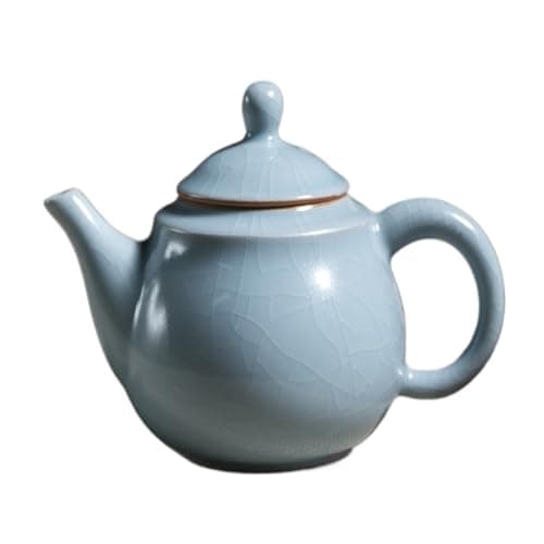 Image of Teapot Ru Kiln Teapot Open Piece Tea Set Teapot with Filter Imitation Song Dynasty Ru Porcelain Azure Teapot Tea Sets (Blue C)