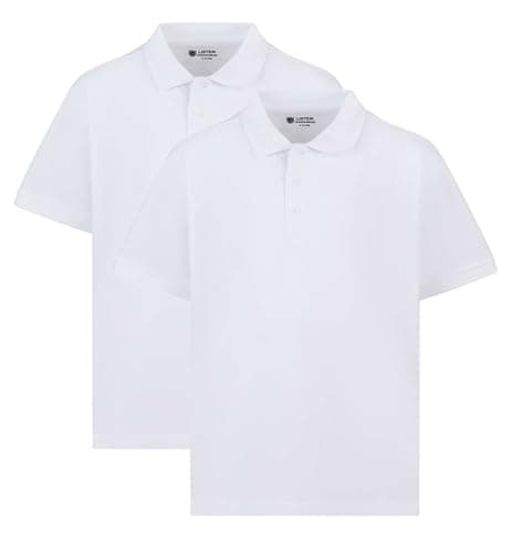 Image of 2PK Classic Boys Plain Ages 3-16y Polo Shirts 100% Cotton Children School T-Shirt Tee Shirt Uniform Summer White