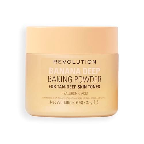 Image of Revolution Loose Baking Powder, Makeup Setting Powder for a Luminous Finish, Absorbs Shine & Excess Oils, Vegan & Cruelty-Free, 30g, Banana Deep