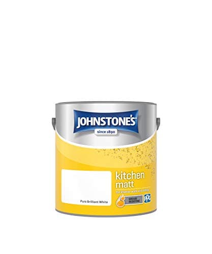 Image of Johnstone's - Kitchen Paint - Brilliant White - Matt Finish - Grease & Stain Resistant - Suitable for Kitchen Walls & Ceilings - Highly Durable - Low Odour - 12m2 Coverage per Litre - 2.5L