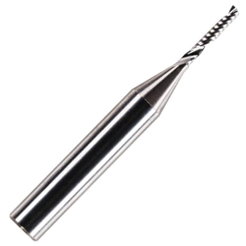 Image of Rennie Tools 2mm x 8mm Flute x 1/4" Shank Solid Carbide Single Flute Spiral Router Cutter Bit End Mill for ACM, Aluminium, PVC, Acrylic and Hard Woods. 2mm Router Bit