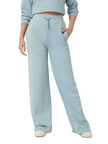 Image of Guess Women's Eco Peony Logo Straight Long Pant, Peony Ocean Fog AOP, Large
