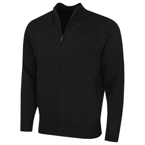 Image of Calvin Klein Mens Cleveland Full Zip Sweater - Black - XXL
