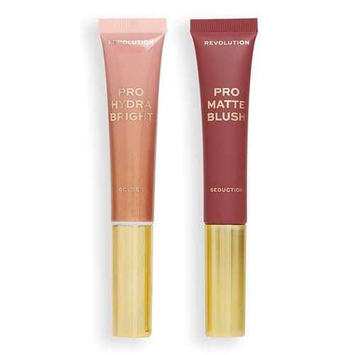 Image of Revolution Pro, Blush Duo, Matte Or Glowy Finish, Highly-Pigmented & Blendable Blush With Sponge Applicator, Vegan & Cruelty-Free, Golden, 12 & 15ml