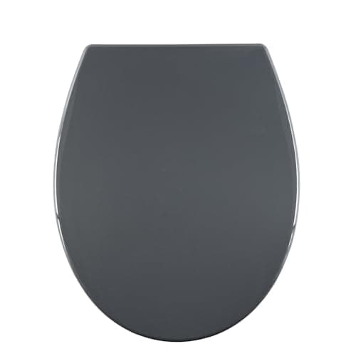 Image of AQUALONA® Premium Thermoplastic Toilet Seat Soft Close Hardwearing Seat with One Button Hinge Release Oval Shaped Easy to Clean Simple Installation Top and Bottom Fittings (Grey - Oval Shaped)