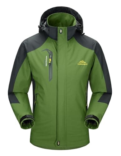 Image of YSENTO Mens Lightweight Waterproof Jacket Windproof Camping Hiking Outdoor Rain Coat with Hood (green,L)