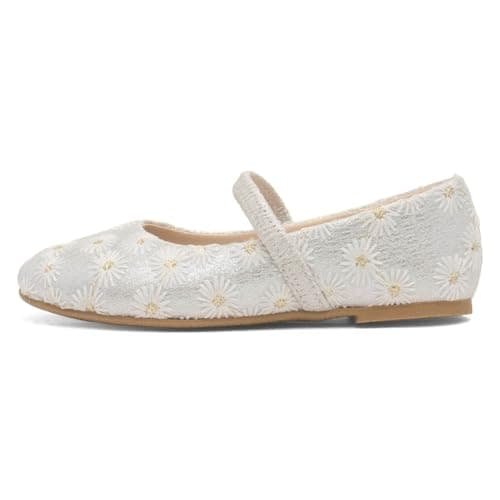 Image of Lilley Sparkle Girls White Daisy Ballerina Shoe - Size 9 Child UK - White