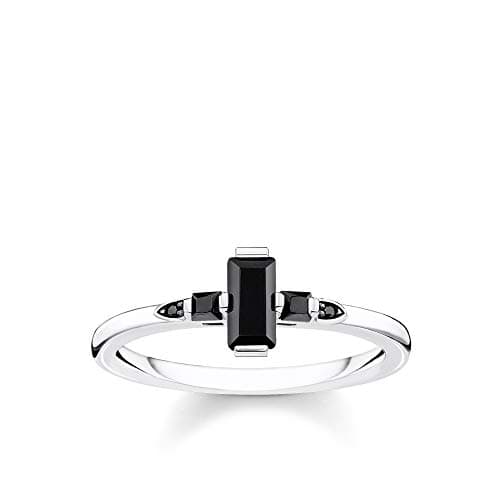 Image of Thomas Sabo ring stone baguette cut black 925 sterling silver TR2266-643-11-52
