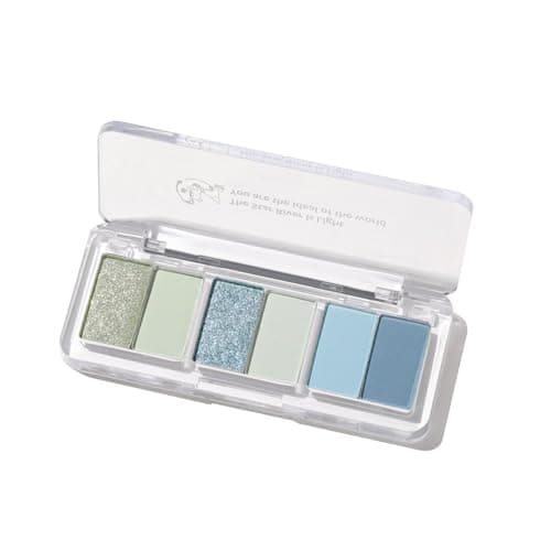 Image of Blue Eyeshadow 6 Colours Eye Shadow Pallets for Women Highly Pigmented Green Light Navy Blue Eyeshadow Palette Glitter Eyeshadow