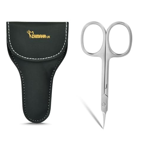 Image of ZAMAHA UK Professional Nail Scissors, Stainless Steel, Curved Blade, Sharp Cuticle Trimming, with Ergonomic Finger Holes, Multi-Purpose Sharp Manicure for Men & Women (Curved Arrow Point Scissor)