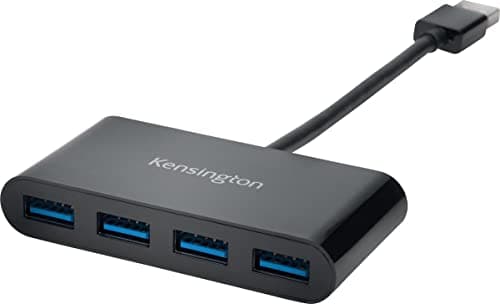 Image of Kensington USB 3.0 4-Port Hub, Transfer Speeds up to 5G bps - Plug and Play Installation, HP, Dell, Windows, Macbook Compatible, K39121EU, black