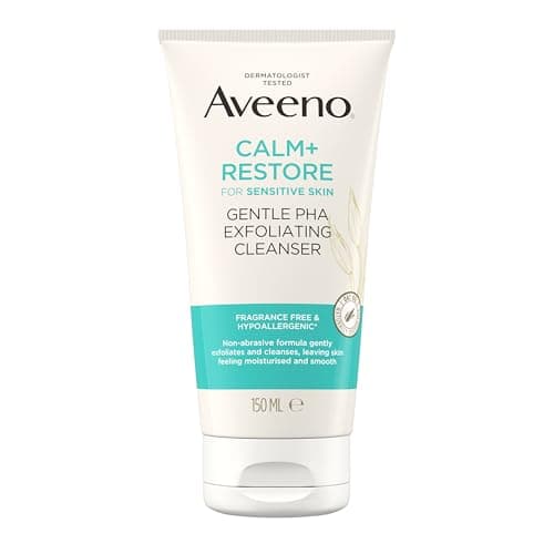 Image of Aveeno Face Calm+Restore Gentle PHA Exfoliating Cleanser (1x 150ml), With Nourishing Oat Oil and Naturally Derived PHA, Face Cleanser for Sensitive Skin, Exfoliator Gentle Enough for Daily Use