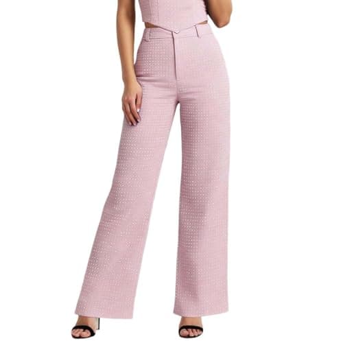Image of Generisch Casual Women's Low Waist Straight Cut High Street Long Trousers for Everyday Office Holiday, pink, M